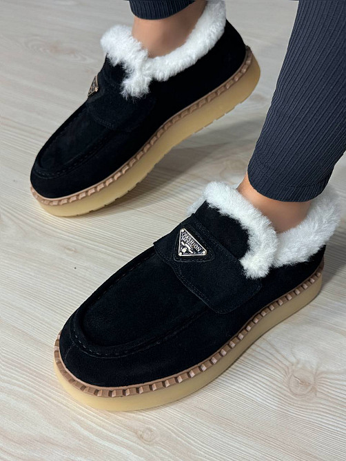 Черевики жіночі Hengji 69-2 лофери замшеві на хутрі чорні, 38, 24 см Київ - фото 11