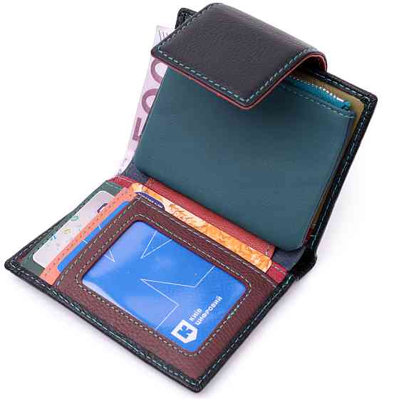 Портмоне для жінок у класичному кольорі з цікавою монетницею ST Leather 19449 Чорний Київ