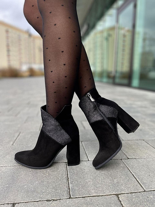 Nivelle Черевики жіночі NIVELLE чорні натуральна замша каблук 9см размеры 35р.36р.37р.38р. (361 Коломия - фото 8