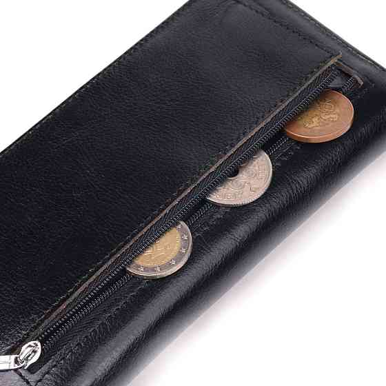 Надежный мужской бумажник из натуральной гладкой кожи в два сложения ST Leather 19414 Черный Киев