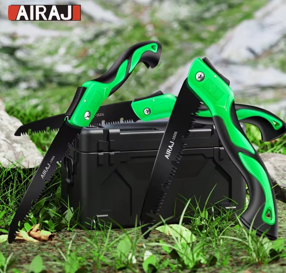 Ручная складная многофункциональная пила 180 AIRAJ из прочной стали 40 см черно-зеленый Киев - изображение 1