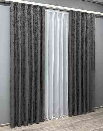 Комплект готових штор VR-Textil Жакард Sultan № 1723ш Графітовий 100х290 см 2 шт (31-925) Киев