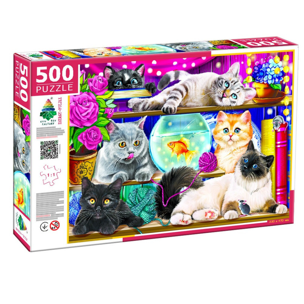 Дитячий пазл "Котики на полиці" 84849, 500 елементів Вінниця - фото 1