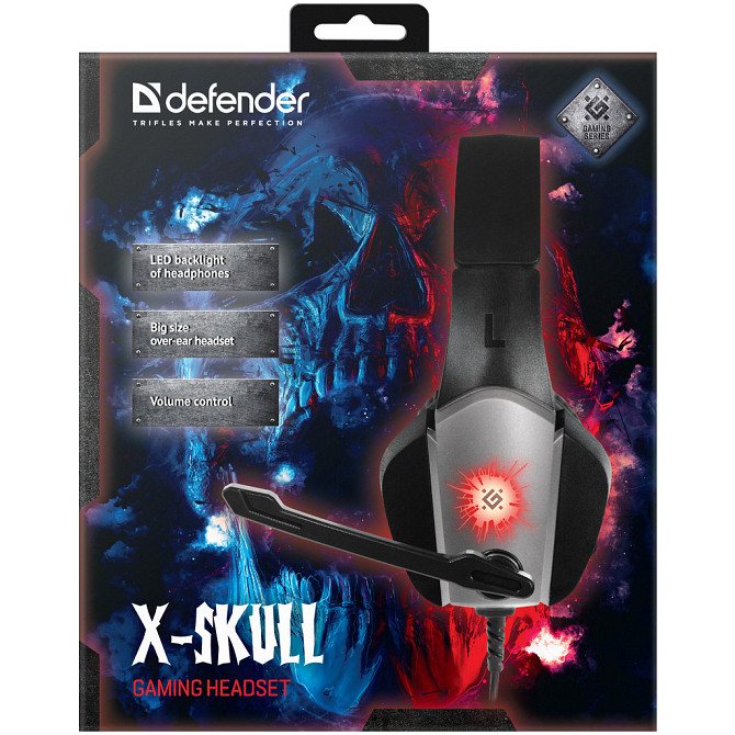 Ігрові навушники Defender X-Skull з мікрофоном і регулятором гучності (Black-Grey) Вінниця - фото 11