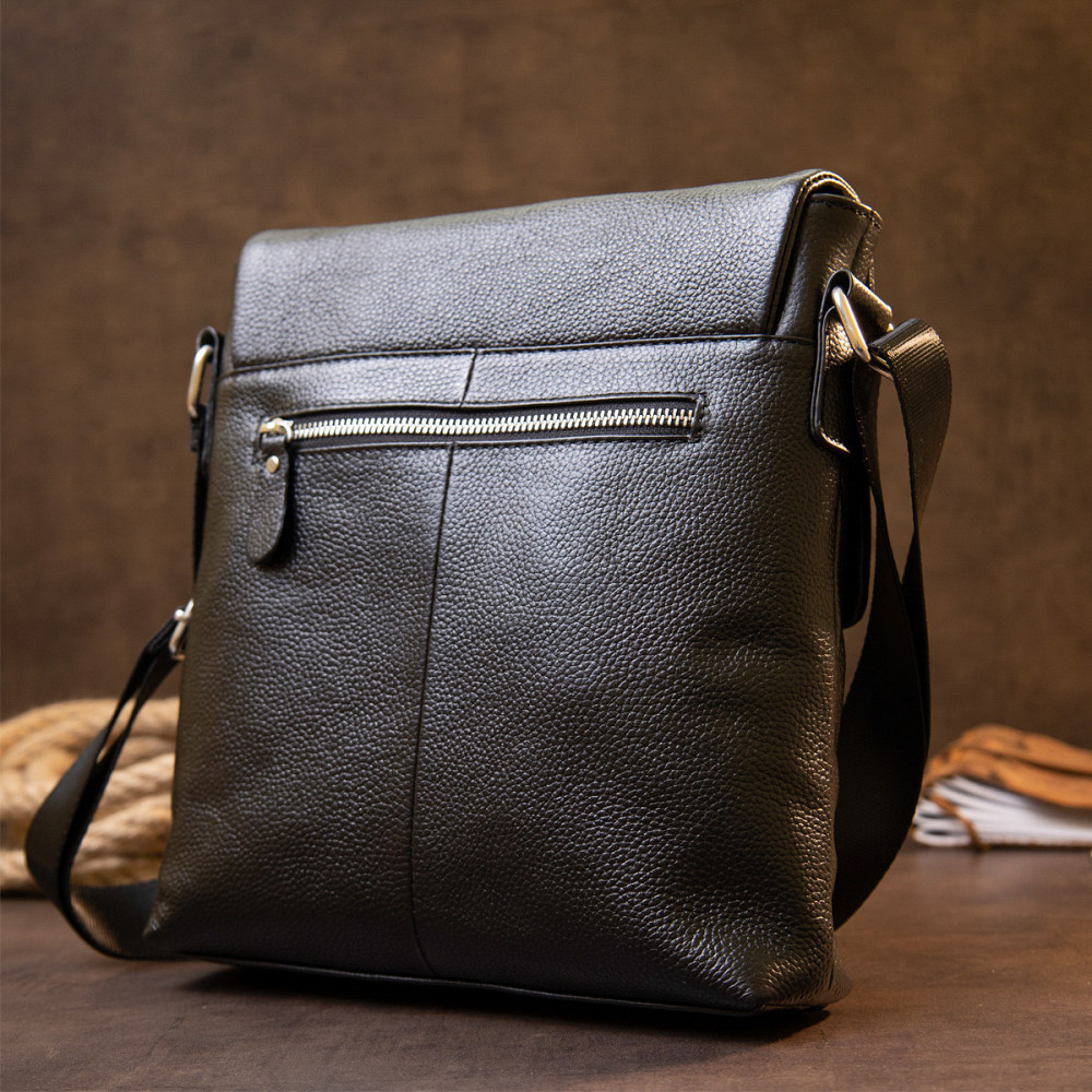 Сумка мужская классическая с клапаном флотар Vintage 20410 Черная Киев - изображение 3