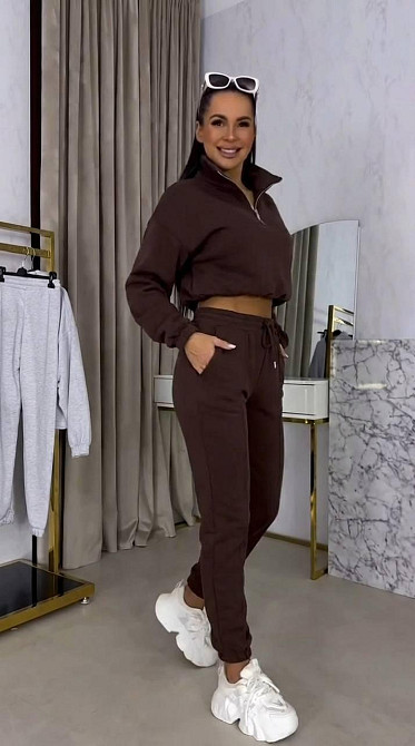 Жіночий плюшевий прогулянковий костюм з велюру Шоколадний, 46/48 Одеса - фото 3