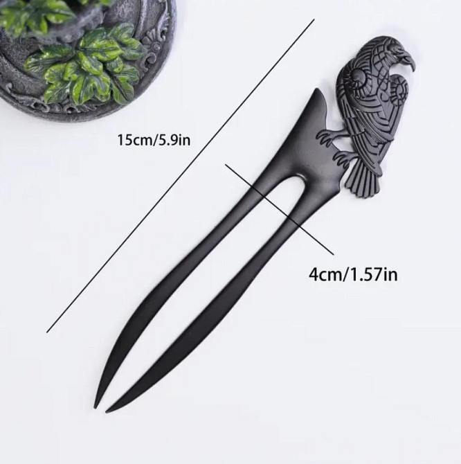 Элегантная винтажная заколка для волос с вороной в стиле Викингов из цинкового сплава. Киев - изображение 1