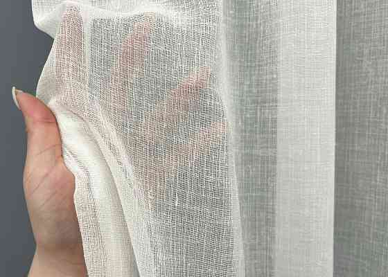 Тюль VR-Textil 2041т Лен Шлифованный однотонный с отблеском Молочный 400х270 см (42-1159) Киев