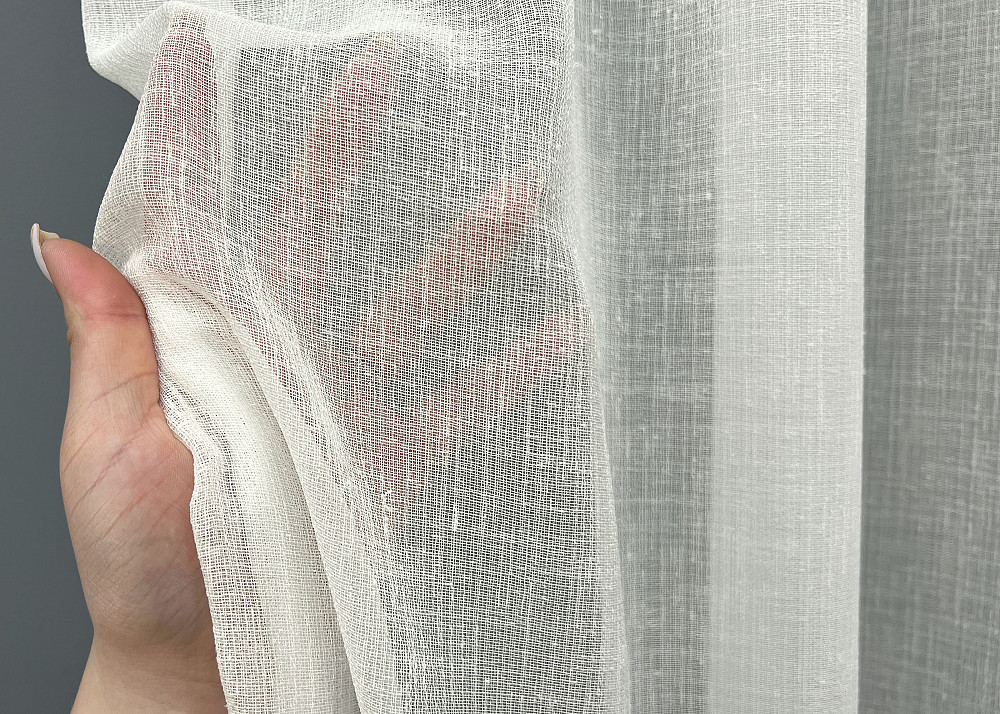 Тюль VR-Textil 2041т Лен Шлифованный однотонный с отблеском Молочный 400х270 см (42-1159) Киев - изображение 6