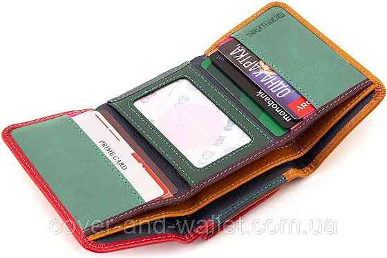 Разноцветный женский кошелек из натуральной кожи компактного размера ST Leather 403-1 Киев