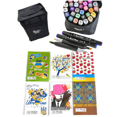 Художественный маркер Touch двухсторонних скетч маркеров 36 шт в чехле + блокнот А5 (40 л) в ассортименте для девочек (XK-MRK-GRL) Вінниця - фото 1