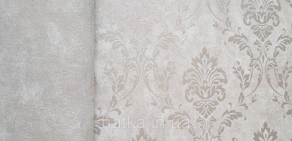 Шпалери вінілові на флізеліні Grandeco Universe 5 вензелю завитки сріблясті на бежевому Київ - фото 3