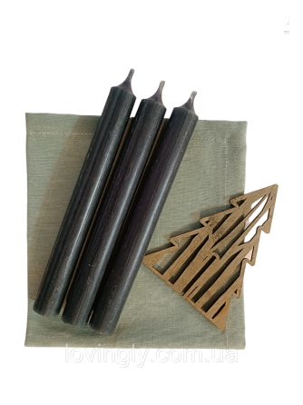 Свеча столовая Brandedby Нидерланды 195 мм, цвет Темный Графит. Ирпень