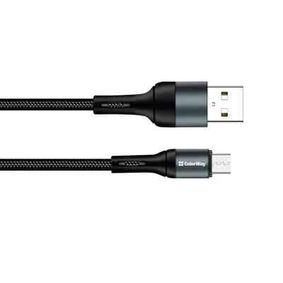 Дата кабель USB 2.0 AM to Micro 5P 1.0m nylon black ColorWay (CW-CBUM045-BK) Винница