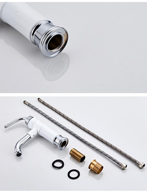 Смеситель для умывальника однорычажный кран горизонтальный монтаж WanFan для ванны Белый-хром Каменец-Подольский - изображение 2