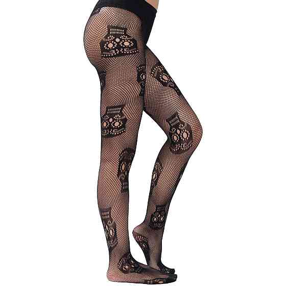 Колготи з малюнком черепа one size чорний Київ