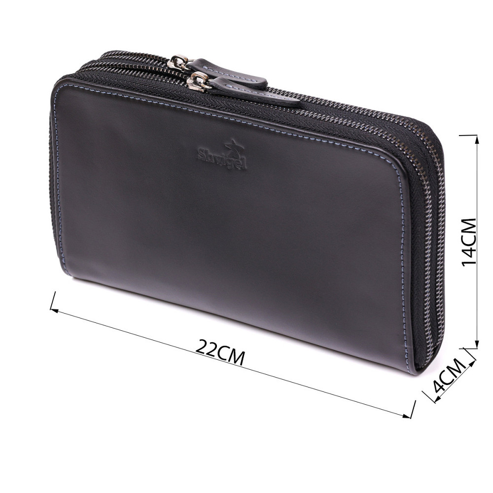 Мужской клатч кожаный Черный (SHVIGEL) Киев - изображение 1