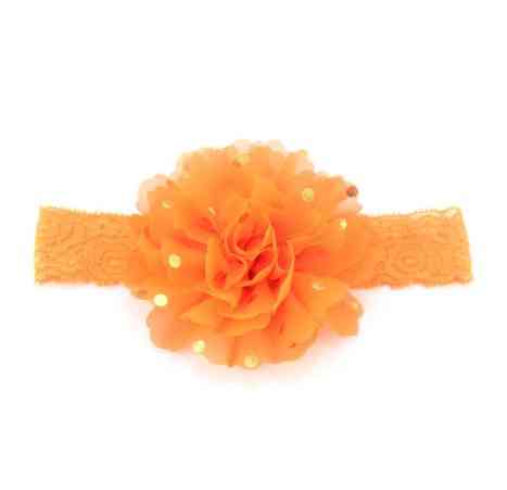 Дитяча помаранчева пов'язка в золотий горох - квітка близько 10см, окружність 40-52см Київ