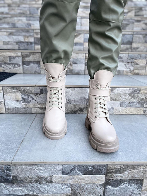 Черевики жіночі M.KRAFT бежеві натуральна шкіра висота 18см підошва 3см (K-60) Коломия - фото 2