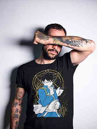 Футболка з аніме принтом Сталевий алхімік оверсайз (S/M/L) Чорний AnimeJ0322 Дніпро