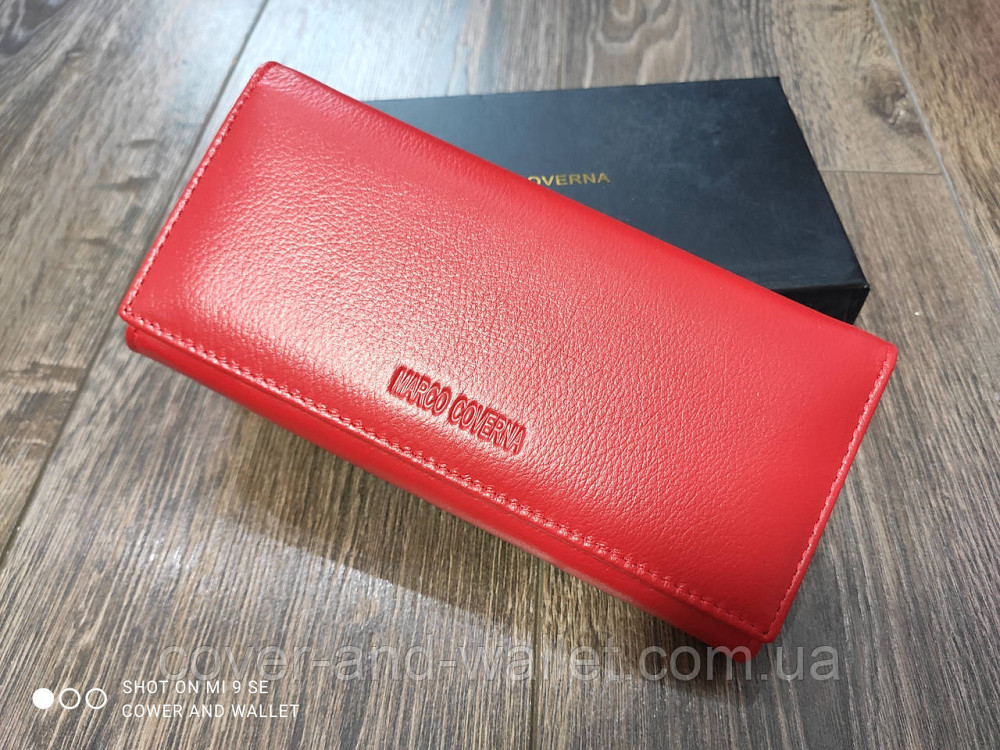 Жіночий шкіряний гаманець на магнітах червоного кольору Marco Coverna MC 1411 Київ - фото 1
