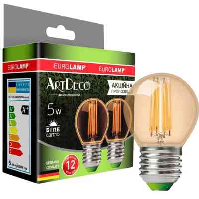 Лампочка Eurolamp LED G45 5W 530 Lm E27 4000K deco 2шт (MLP-LED-G45-05274(Amber)) Винница