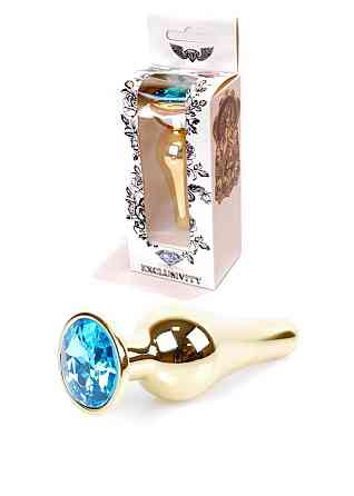 Анальна пробка - Jewellery Gold Long Plug Light Blue Sex Aura Київ