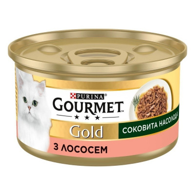 Консервы для кошек Purina Gourmet Gold Сочное наслаждение с лососем 85 г (8445290823373) Винница - изображение 1