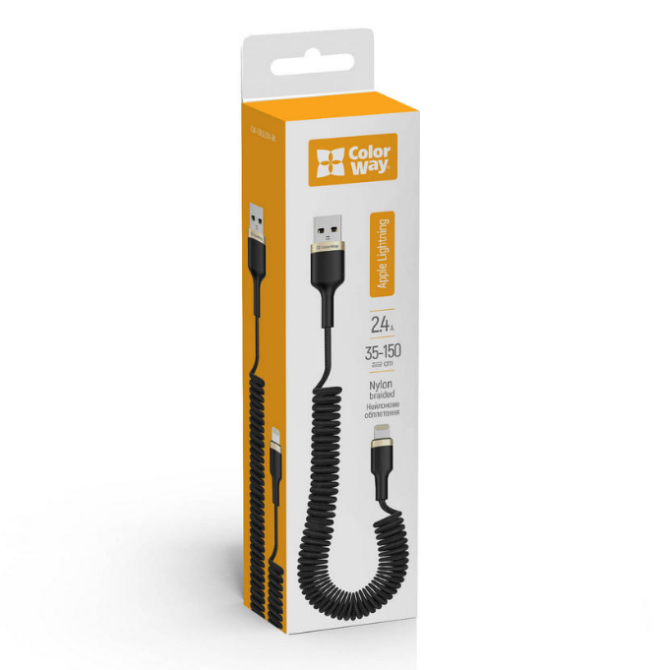 Кабель USB Lightning ColorWay CW-CBUL051-BK 2,4A 0,35-1,5м чорний Житомир - фото 1
