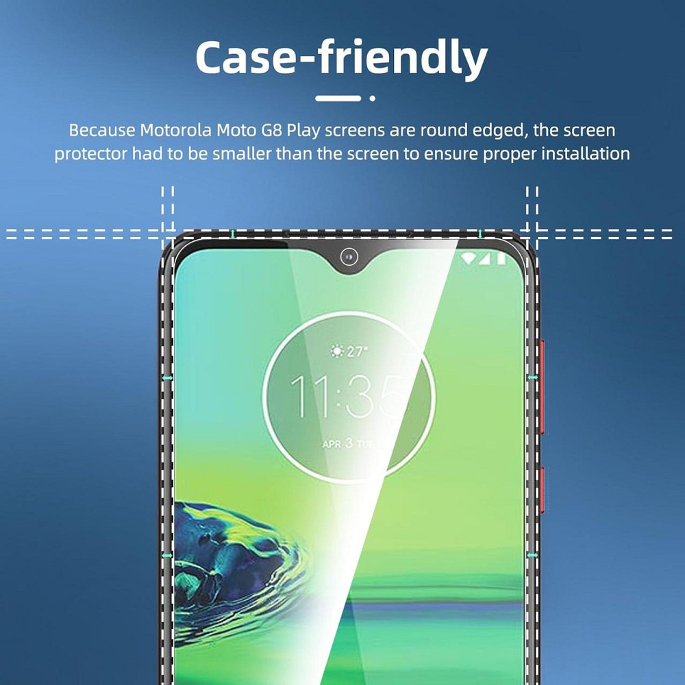 Защитное стекло NEW'C Motorola Moto G8 Play прозрачное 2 шт закаленное 0.33 мм 9H без пузырей Киев - изображение 3