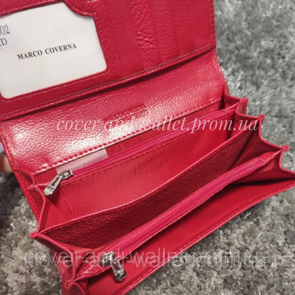 Класичний шкіряний жіночий гаманець червоного кольору Marco Coverna N3 Київ - фото 4