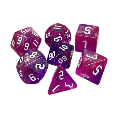 Набор кубиков для настольных игр Games 7 Days Double Glitter 7 Dice Set - Pink-Purple (g7dglitdc03) Винница - изображение 1
