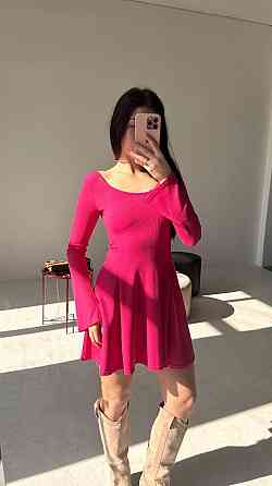 Жіноча стильна романтична сукня вільного крою з трикотажу в рубчик Малина, 46/48 Одеса