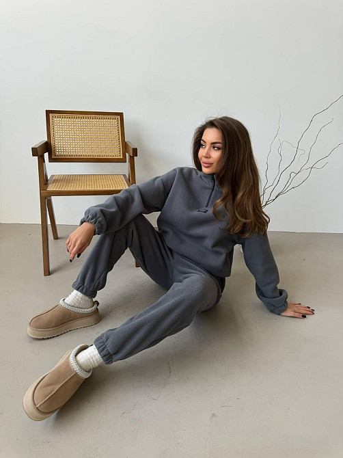 Женский повседневный костюм из плотного флиса полар. Графит, 46/48 Одесса - изображение 4