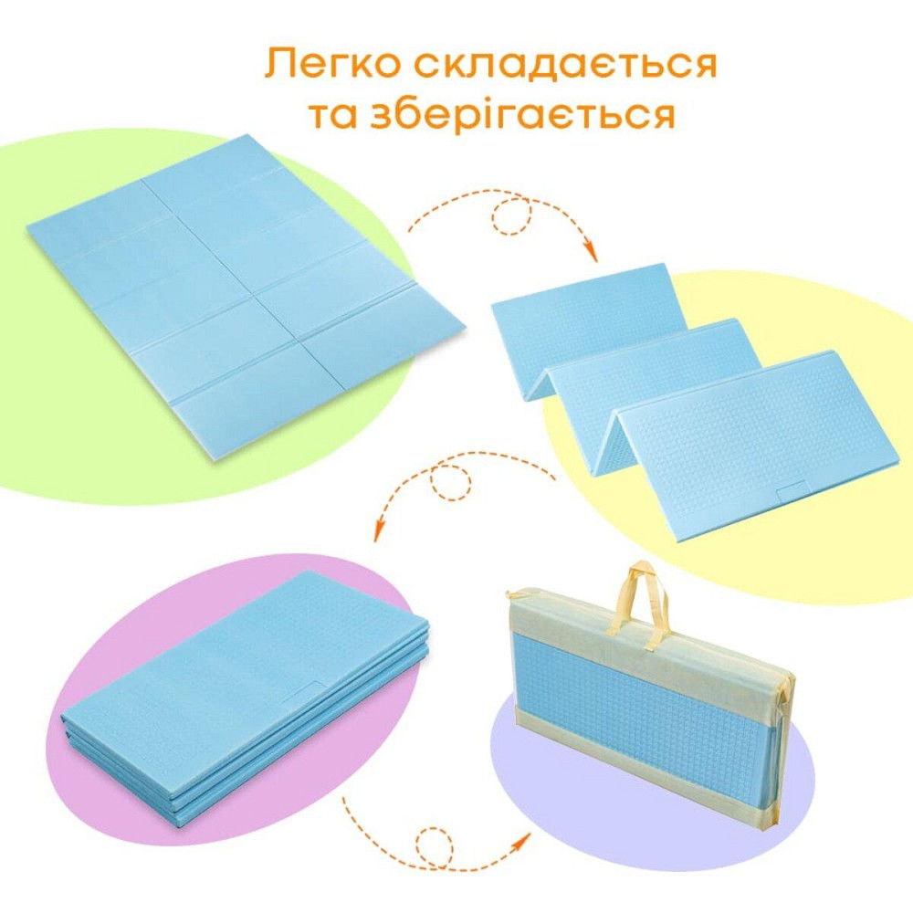 Детский складной термоковрик однотонный 2000х1500х10мм Голубой (297) SW-00001190 Днепр - изображение 5