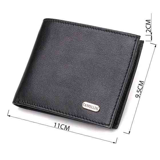 Классическое мужское портмоне из натуральной кожи флотар CANPELLINI 21783 Черное Киев