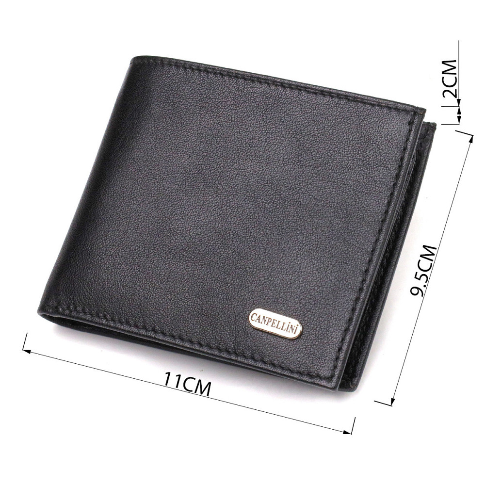 Классическое мужское портмоне из натуральной кожи флотар CANPELLINI 21783 Черное Киев - изображение 3