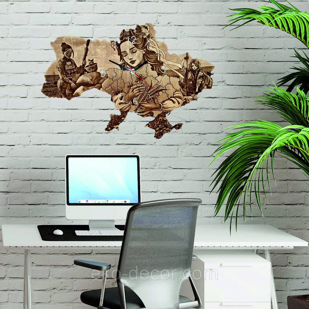 Дерев`янний настінний годинник з підсвіткою "Дівчата ЗСУ" 60*40 см Київ - фото 4