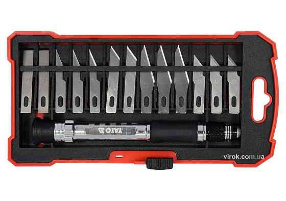 Ножі прецизійні з тримачем YATO в футлярі, набір 14 елем. [6/48] Одесса