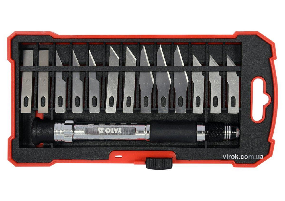 Ножі прецизійні з тримачем YATO в футлярі, набір 14 елем. [6/48] Одеса - фото 1