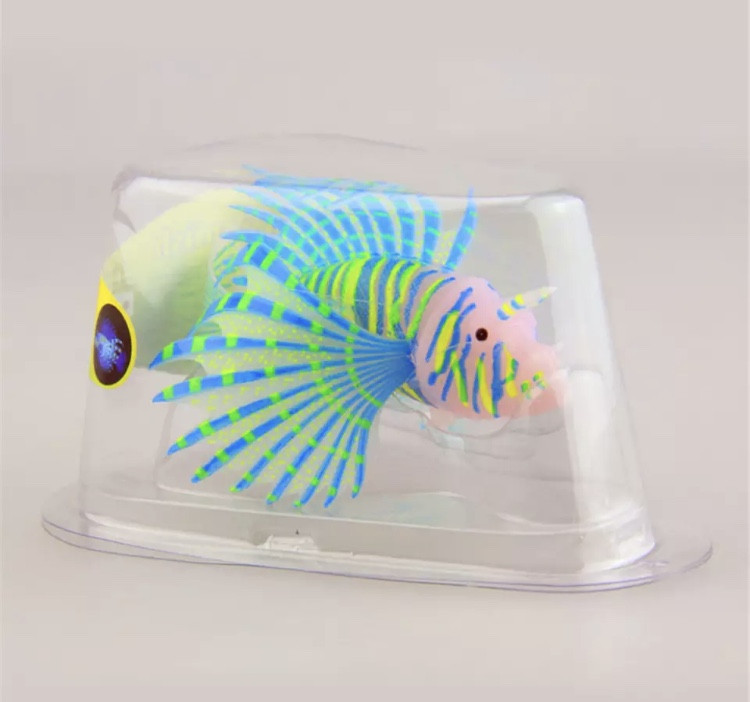 Искусственная рыбка Крылатка, синяя, силиконовая и люминисцентная (светящая )декор в аквариум - размер 10*7 см Киев - изображение 1