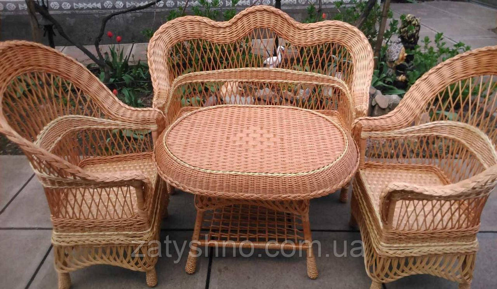 Меблі з лози з диваном комплект плетених меблів шикарний | меблі плетені великі Київ - фото 2