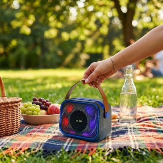 Портативна бездротова Bluetooth колонка TS-5578 з підставкою для телефону та RGB  USB, ремінець Одеса