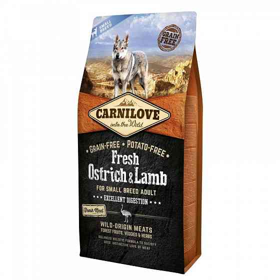 Сухий корм Carnilove Fresh Ostrich & Lamb для дорослих собак дрібних порід, ягня та страус, 6 кг Вінниця