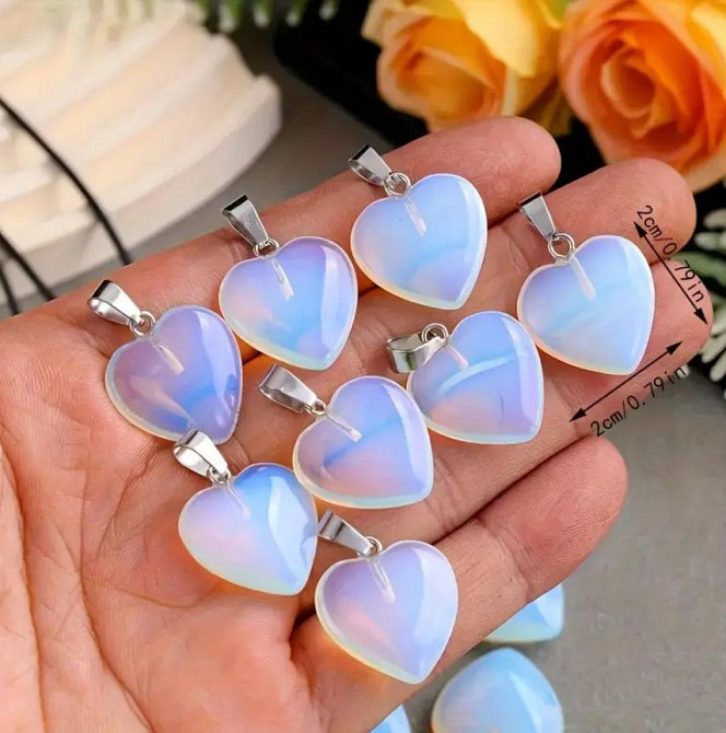 Подвеска в форме сердца из опала, камень для украшений и кулонов, 2×2 см. Киев - изображение 3