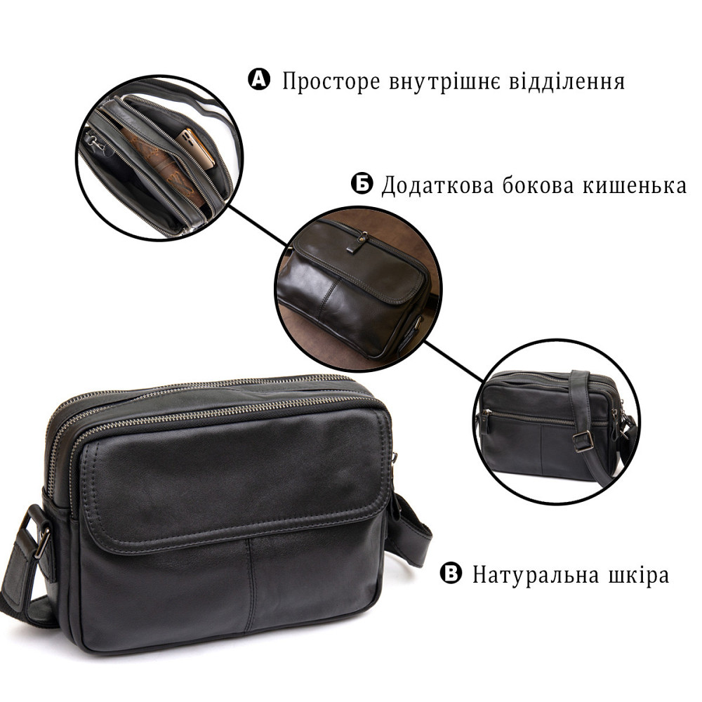 Сумка из натуральной кожи зернистая Черная (Vintage) Киев - изображение 18