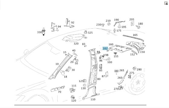 Mercedes-Benz  A2216920422 9051 Заглушка з написом airbag на правій обшивці стійки C чорна S-class short W221 S-class long V221 Одеса