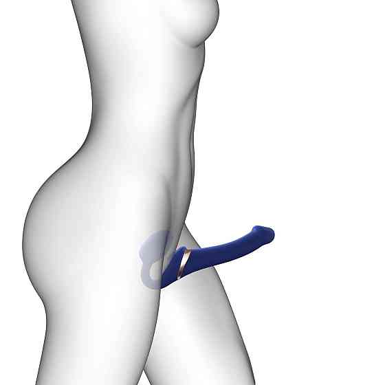 Безремневой вибрострапон с вакуумной стимуляцией Strap-On-Me MULTI ORGASM Blue L, регулируемый Sex Aura Киев