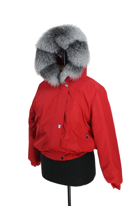 Бомбер женский с мехом блюфрост 50 Красный Харьков - изображение 4