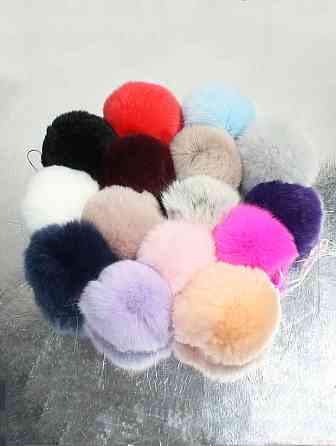 Хутряний бубон на шапку з кролика Rex Чорний Харків